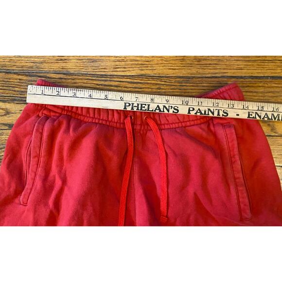 Vintage Nike Big Swoosh Sweat Shorts Pockets Men’s Medium Red Drawstring Pull On - Picture 6 of 7